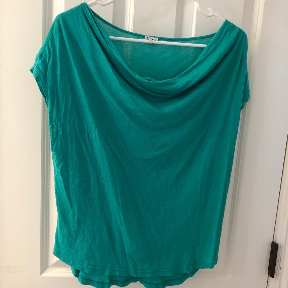 Splendid Green Short Sleeve Ruffle Top